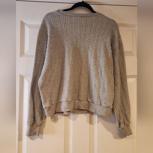 Shein stretchy gray textured sweater top M - Picture 4 of 4